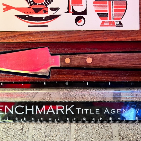 Vintage MCM Made In Japan Tile Cheese Board & Cheese Knife - Picture 5 of 9